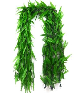 Fleurs décoratives couronnes 50 brins vigne artificielle fausse feuilles de silk willow rotin twig en osier pour les fournitures de fête de la jungle7406252