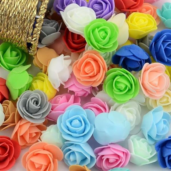 Couronnes de fleurs décoratives 500 pcs 3 cm Mini artificielle PE mousse Rose têtes de fleurs pour la décoration de mariage à la main fausse boule C313B