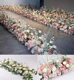 Fleurs décoratives couronnes 50100cm DIY Mariage de mariage Arrangement mural de fleurs Supplies Silk pivoines Rose Artificiel Row Decor Iron Arc7567222