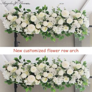 Couronnes de fleurs décoratives 50100CM DIY Arrangement mural de fleurs de mariage Fournitures Pivoines en soie Rose Artificielle Floral Row Décor Mariage Iron Arch Toile de fond 230825