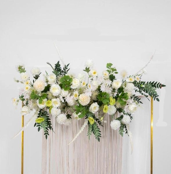 Fleurs décoratives Couronnes 50100cm DIY DIY MARIAGE DES MAURS MURS FOURNISSEMENTS SILK ROSE Hortensia Decor Artificial Row Iron A5815917