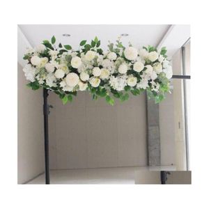 Couronnes De Fleurs Décoratives 50Cm Diy Flower Row Acanthosphere Rose Eucalyptus Décor De Mariage Pivoine Hortensia Plant Mix Arch Artifici Dhn6M