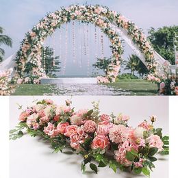 Coronas de flores decorativas 50 cm Fondo de escenario de boda Decoración de pared Fila de flores Colgante Arreglo de bosque al aire libre Largo de