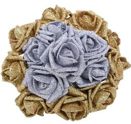 Decoratieve bloemen kransen 510 stks glitter goldsilver schuim rozen bruiloft boeket decoratie fleuren krans diy home decor nep fl1070957