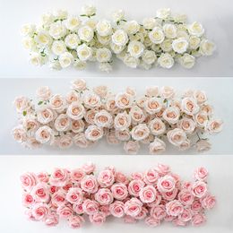 Decoratieve Bloemen Kransen 5D Wit Roze Paars Roos Kunstbloem Rij Bruiloft Achtergrond Boog Decor Muur Hangende Bloemen Evenement Feest Rekwisieten Etalage 230825