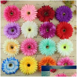 Decoratieve bloemen Kransen 5pc Artificial Diy Large Gerbera Flower Hoofd Veranderlijk leveranciers Home Party Tree Decor Po Props Silk H Dhhje