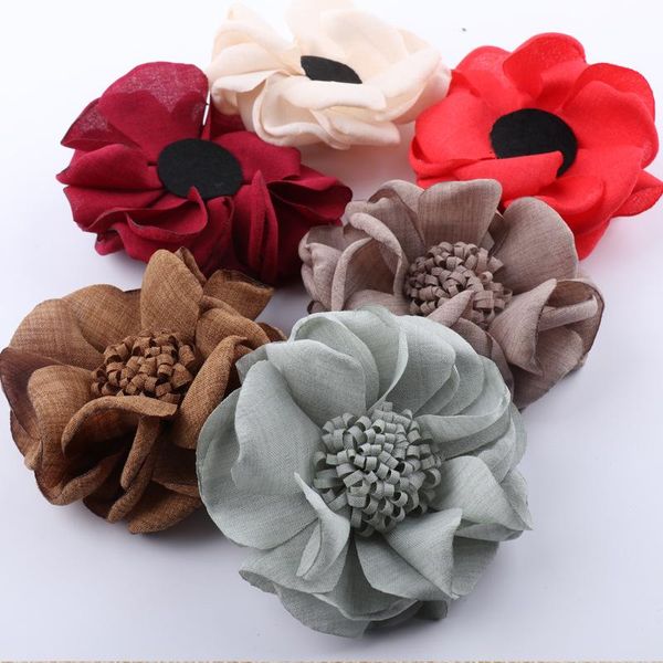 Couronnes de fleurs décoratives, 5 pièces, tissu à bord brûlé, bijoux faits à la main, accessoires pour cheveux, Simulation d'épingle à cheveux stéréotypée