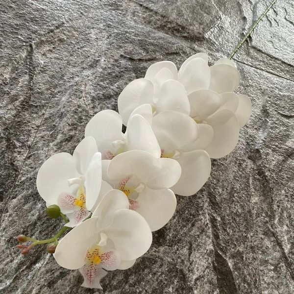 Couronnes de fleurs décoratives 5 pièces Faux Real Touch papillon orchidée fausses fleurs 9 têtes Phalaenopsis mariage arrangement floral fête 231207