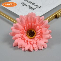 Fleurs décoratives couronnes 5pcs 10 cm en soie artificielle gerbera têtes de fleurs ghrysanthemum maraitement fo