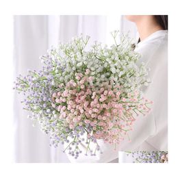 Couronnes de fleurs décoratives 5 pièces 63 cm blanc souffle de bébé artificiel gypsophile en plastique faux bouquet pour mariage maison El Party Drop Dhxad