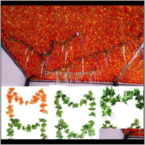 Flores decorativas coronas 5 unids artificial arce uva hoja vid planta diy fiesta hogar boda decoración de la pared toqbl fparp