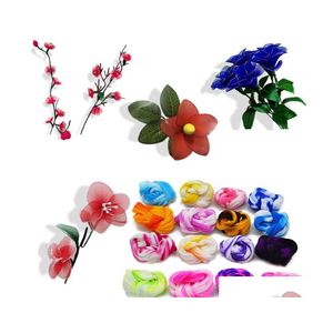 Guirnaldas de flores decorativas 5 piezas Colorf Medias de nailon extensibles Flor de seda artificial Material para hacer bricolaje Artesanía hecha a mano Hogar Weddi Dhnf9