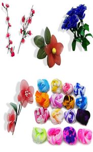 Fleurs décoratives couronnes 5pcs colorés de traction en nylon à traction en nylon artificiel fleur de soie fabrication de matériau bricolage artisanat à la main à la maison w8448010