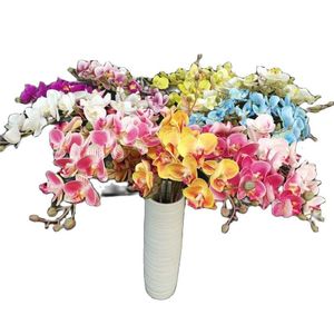 Flores decorativas coronas 5pcs látex mariposa orquídea faux 3d impresión 21/16/10 cabezas reales toque phalaenopsis orquídeas para bodas artific