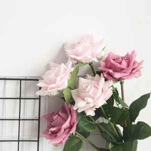 Decoratieve bloemen kransen 5 stks/perceel 12cm decor rozen kunstbloemen zijden bloemen bloemen latex real touch roze bruiloft boeket thuis feest ontwerp bloemen 230313