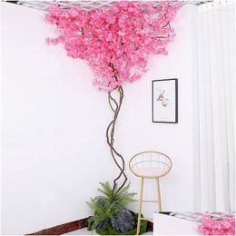 Fleurs décoratives couronnes 5pcs / lot fausse fleur de cerisier arbre sakura branches artificielles de mariage en soie arc à la maison décoration murale dh6b5