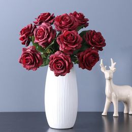 Couronnes De Fleurs Décoratives 5 Pcs Hydratant Sentir Rose Fleur Maison Salon Décoration Real Touch Mariage Artificiel Mariée Tenant Bouq
