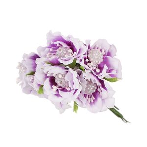 Decoratieve bloemen kransen 6/8/10/10/50/70/90PCS Mix Purple Flower Cherry Stamen Berries Bundel Diy Kerstcadeau Doos Decor
