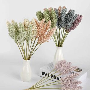 Fleurs décoratives couronnes 6 pièces fleurs artificielles granules mousse lavande de mariage plantes décoratives vases pour accessoires de décoration de maison faux bouquet