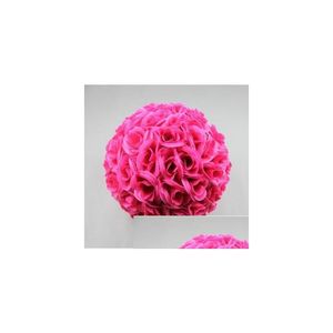 Couronnes de fleurs décoratives 60 cm 23 cryptage artificiel Rose fleur de soie boules de baiser de grande taille pour les ornements de Noël Weddin Otxvp