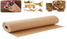 Fleurs décoratives couronnes 60 mètres Brown Kraft Emballage Paper Roll for Wedding Birthday Party Gift Cold Packing Art Craft15216899