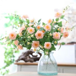Flores decorativas coronas de 64 cm flores artificiales ramo de rosa para decoración de casas de bodas decoración de fiesta de seda falsa de fiesta de flores de flores