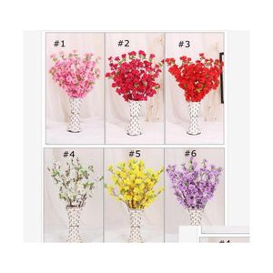 Decoratieve bloemen kransen 65 cm kunstmatige perzik bloesem simatiebloem voor bruiloft decoratie nep home decor drop levering gard otmhl