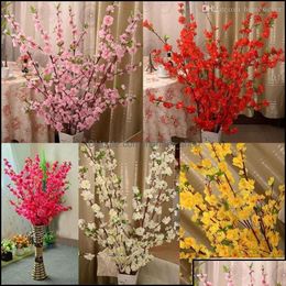 Couronnes De Fleurs Décoratives 65Cm De Long Artificielle Cerisier Printemps Prune Fleur De Pêcher Branche Arbre De Fleurs En Soie Pour Le Mariage Pa Drop Deliv Dhylg