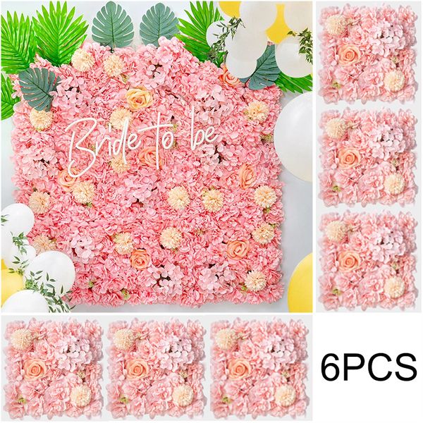 Decorative Flowers Wreaths 6PCS Artificial Flowers Wall Panel 3D Flower Backdrop Faux Roses for Birthday Party Wedding Bridal Shower Outdoor Decoration 230313