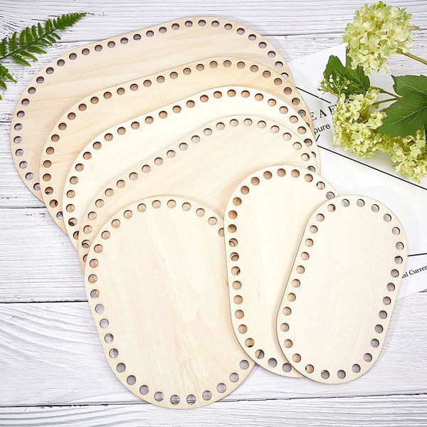 Flores decorativas Guirnaldas 7 Tamaños Cesta de madera natural Parte inferior Ovalada Base de madera de ganchillo sólida en blanco para suministros de tejido de bricolaje Fabricación de artesanías 230807