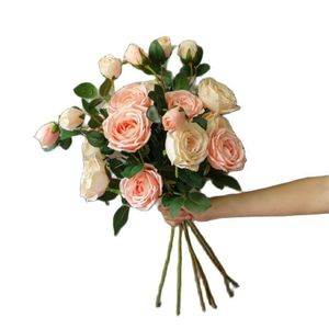 Decoratieve bloemen kransen 7 stks nep lange stam rose (3 heads / stuk) 28 