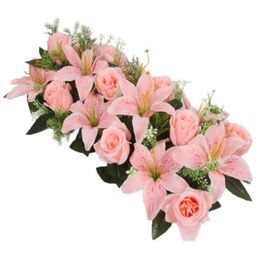 Couronnes de fleurs décoratives, 80%, 18 pièces, artificielles, à la mode, roses délicates, lys, pour rangée de fleurs décoratives pour la maison