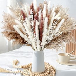 Decoratieve Bloemen Kransen 80 STKS Natuurlijk Volledig Pampas Gras Boeket Boho Home Decor Phragmites Gedroogd voor Bruiloft Ramadan Decoratie Mariage 230826