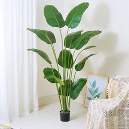 Flores decorativas coronas de 82 cm/32 en plantas de hojas artificiales grandes hojas falsas hojas de bonsai en el hogar decoración de sala de estar