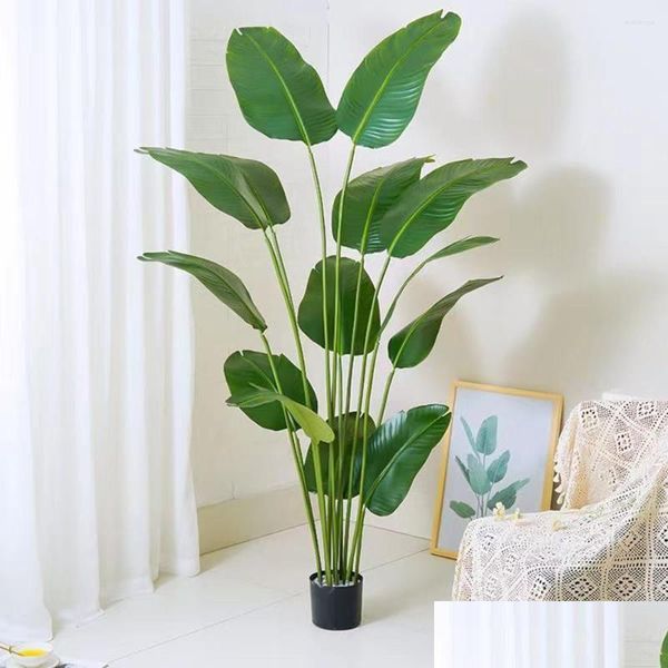 Fleurs décoratives couronnes 82 cm / 32 dans des plantes de feuilles artificielles grandes bananes arbre fausses feuilles bonhonsaï jardin fleuri maison décor de salon otevd