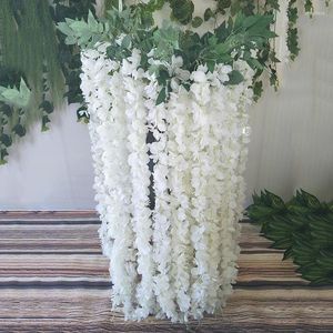 Guirnaldas de flores decorativas 90/120/180CM vid de glicina Artificial hiedra colgante planta de pared guirnalda de seda para el hogar jardín boda