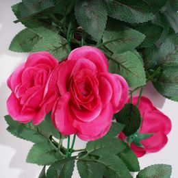 Fleurs décoratives couronnes 95 cm rose rose rose artificielle fleurs de soie guirlande fausse plante vigne d'automne mariage décor de chambre de maison arrangement de Noël arche jardin