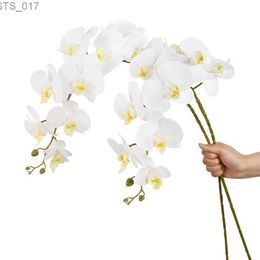 Couronnes de fleurs décoratives 9 têtes 100 cm fleurs d'orchidées papillon artificielles vraie touche orchidées papillon fausse fleur pour mariage festival fête décoration de la maison L2403