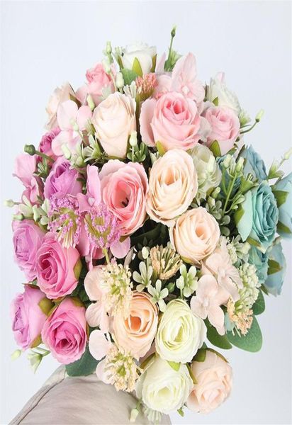 Fleurs décoratives couronnes un tas de belles roses artificielles de pivoine artificielle diy bricolage jardin de jardin décoration 22892520956