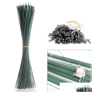 Guirnaldas de flores decorativas Un paquete de 100 piezas de alambre floral artificial Craft Flower Stem Wrap Verde oscuro 30 cm Entrega de gota Home Garden Dhihp