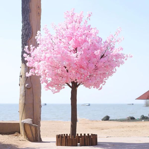 Couronnes de fleurs décoratives Simulation aqumotique Arbre Amour Arbres d'extérieur Fleur de pêcher Fleurs de cerisier Doré extérieur Banyan Arbre Taille personnalisée 2024307