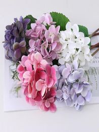 Decoratieve bloemen kransen kunstmatige 3D -print real touch hydrangea trouwhuis decoratie neppaarte bloem paars roze blauw wit r9820253