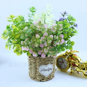 Decoratieve bloemen kransen kunstmatige 5-forked kleine mint simulatieplant bruiloftscène indoor feest kerstdecoratief