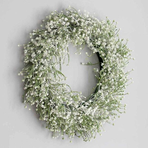 Couronnes De Fleurs Décoratives Guirlande De Guirlande De Babysbreath Artificielle Pour La Décoration De Mariage Home Party DIY Tenture Porte D'entrée 40cm P230310