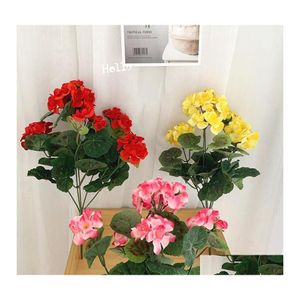 Decoratieve bloemen kransen kunstmatige Begonia Bouquet rood roze zonder potplant Silk Fake Flower Home Office Bruiloft Decoratie D OTKXA