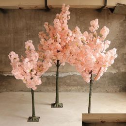 Couronnes de fleurs décoratives artificielles cerisier fleur arbre atterrissage simulation El mariage maison extérieur jardin art ornements goutte livraison Dhfpd