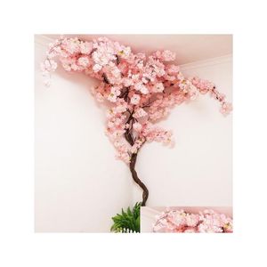 Decoratieve bloemen kransen kunstmatige kersenboom wijnstok nep bloesem bloemtak sakura stengel voor evenement bruiloft deco drop levering h dhdv9