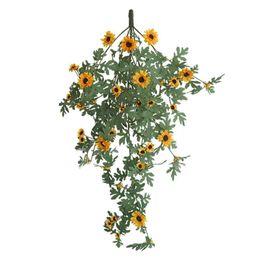 Decoratieve bloemen kransen kunstmatige maisy muur hangende slinger rattan simulatie zonnebloem klimop tuin woonkamer nep decor zijden home f