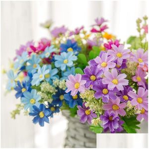 Fleurs Décoratives Couronnes Marguerite Artificielle 7 Fourchettes En Plastique Bleu Violet Jaune Faux Fleur Home Office Decor Drop Delivery Garden Dhmhp