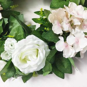 Fleurs décoratives couronnes de porte artificielle couronne de portes champign rose rose et gloire blanche fleur de fleur pour décoration décoration de mariage décoration